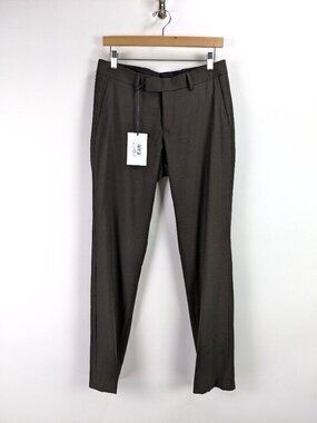 NWT Tiger of Sweden Mens Wool Blend Flat Front Slim Trouser Pants Brown Size 30